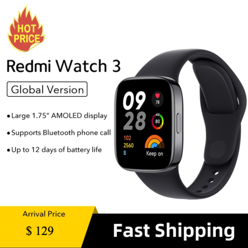 World Premiere Global Version Xiaomi Redmi Watch 3 Smart Watch Supports Bluetooth®️ phone call Large 1.75